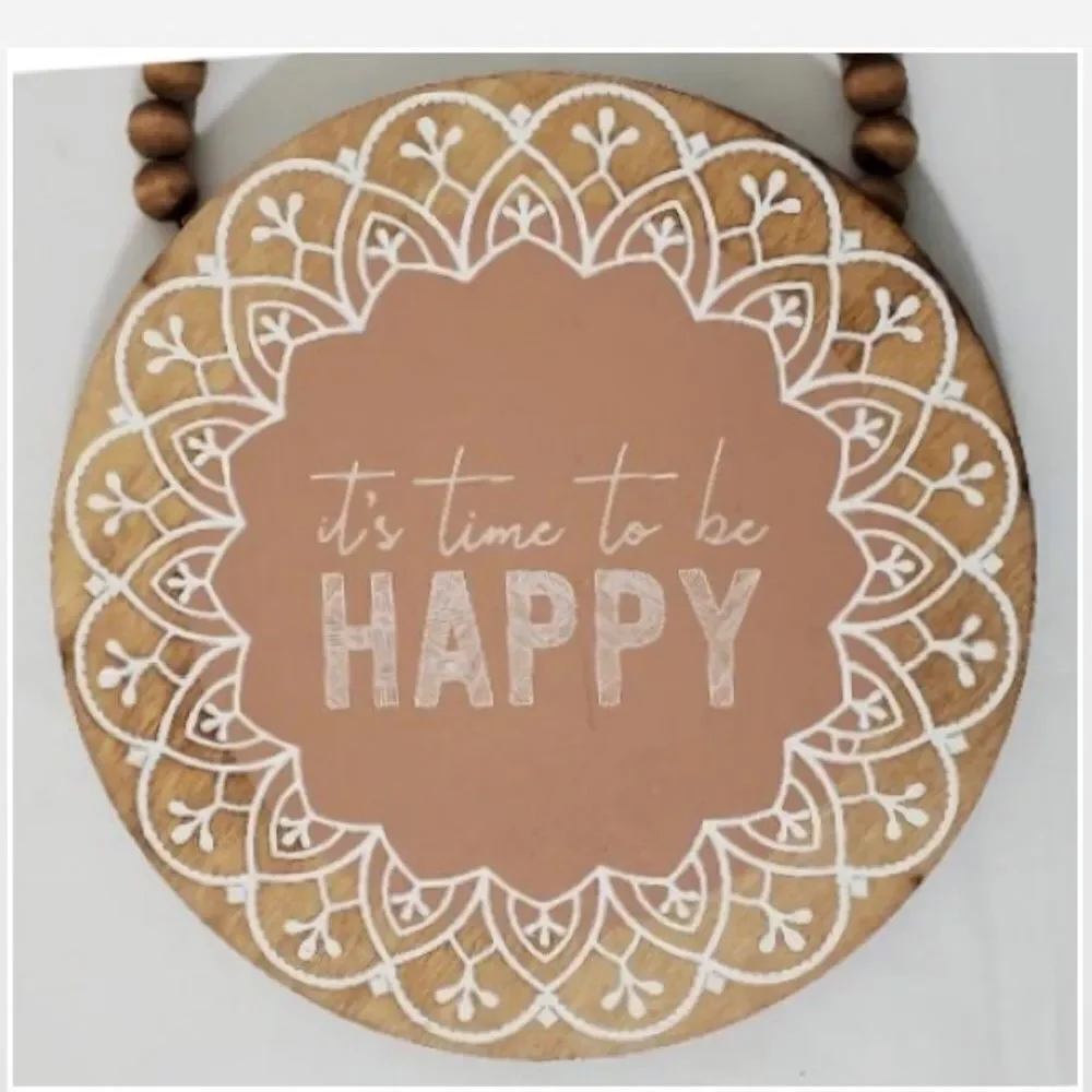 New Be Happy Wood Home Sign